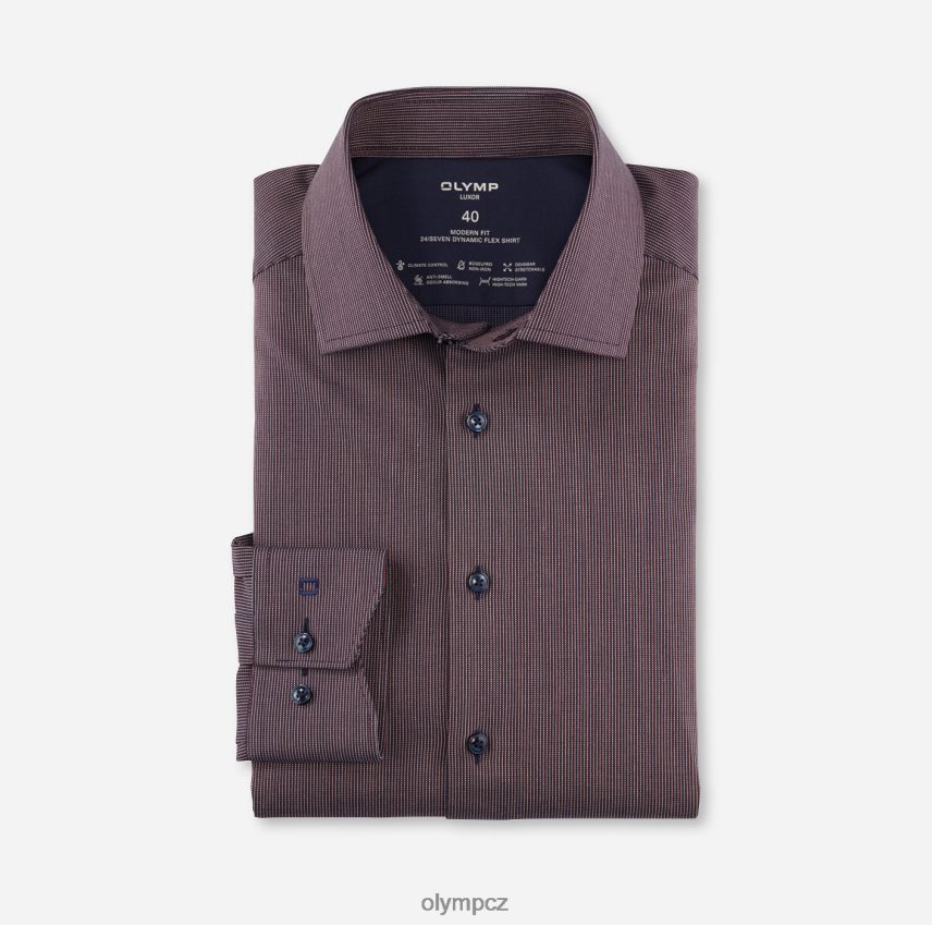 oblečení OLYMP luxor 24/seven modern fit, business triko, global kent, červenohnědé PN44461075