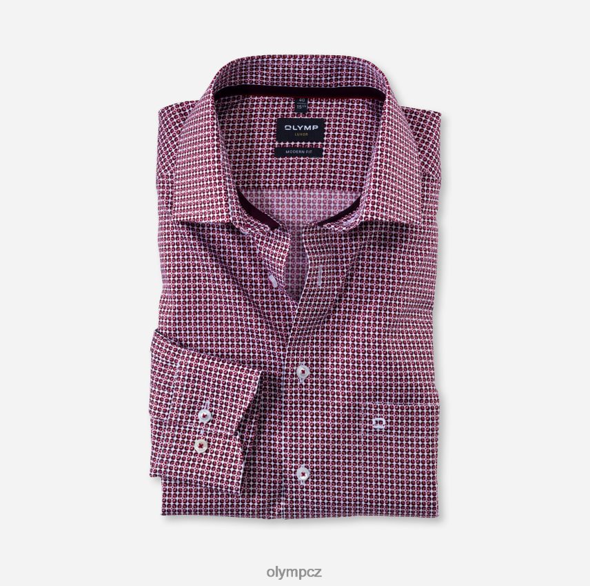 oblečení OLYMP luxor modern fit, business triko, dlouhý rukáv extra dlouhý, global kent, granát PN44461442