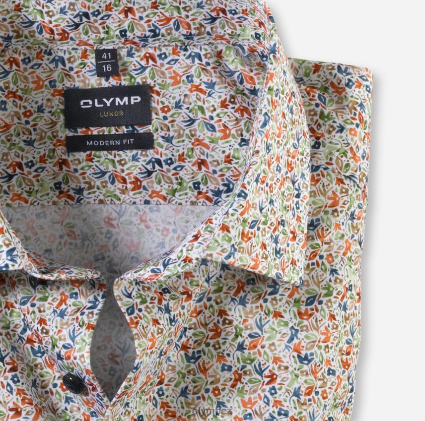 oblečení OLYMP luxor modern fit, business triko, dlouhý rukáv extra dlouhý, global kent, oranžová PN44461446