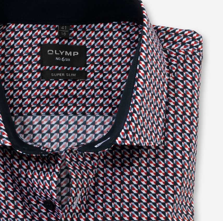 oblečení OLYMP Ne. šest super slim, obchodní košile, moderní kent, červená PN444628