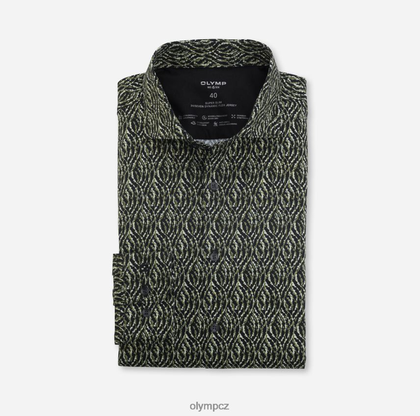 oblečení OLYMP Ne. six 24/sedm super slim, business shirt, kent, olive PN4446193