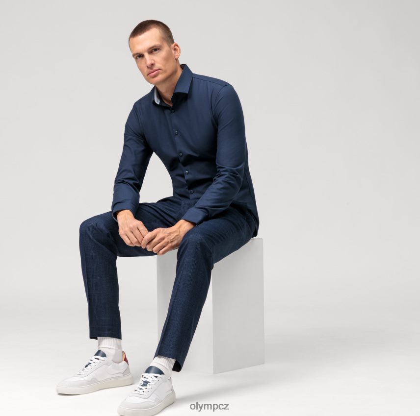 oblečení OLYMP Ne. six 24/sedm super slim, business triko, moderní kent, půlnoční modrá PN444669