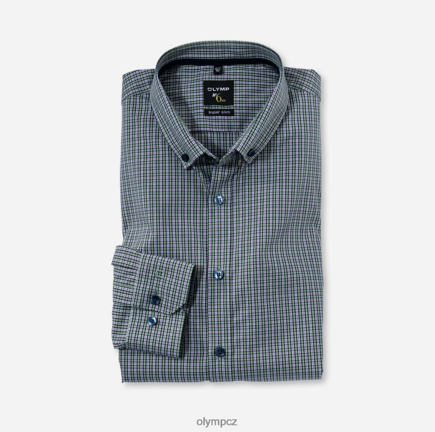 oblečení OLYMP Ne. six super slim, business košile, dlouhý rukáv extra dlouhý, zapínání na knoflíky, zelená PN4446332