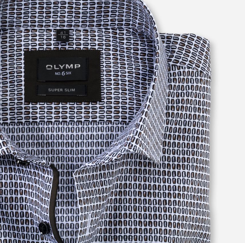 oblečení OLYMP Ne. six super slim, business triko, moderní kent, hnědá PN4446218