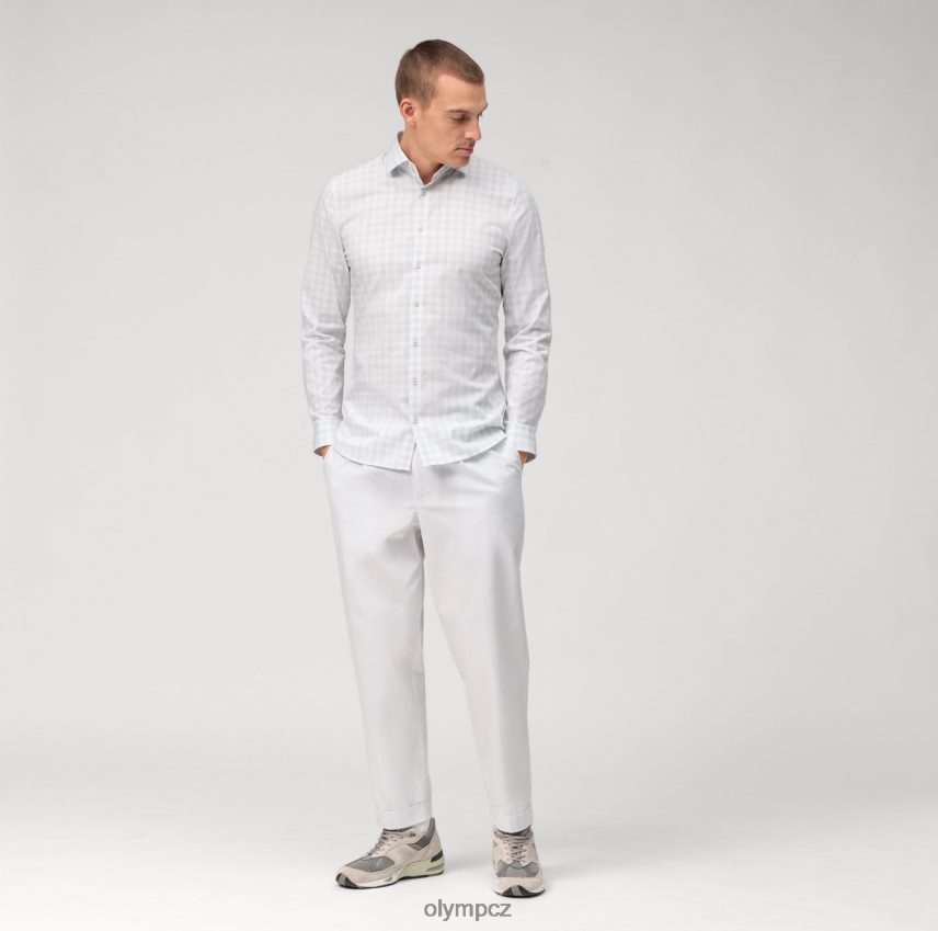 oblečení OLYMP Ne. six super slim, business triko, moderní kent, světle šedá PN444695