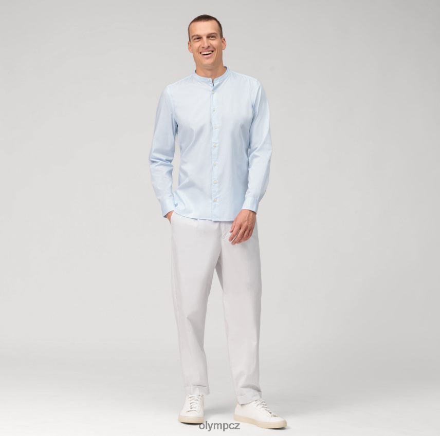 oblečení OLYMP 5. úroveň oděvu sepraný tělový střih, obchodní košile, stojáček, modrá PN4446496