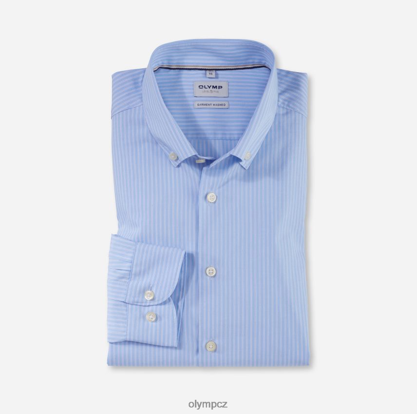 oblečení OLYMP 5. úroveň oděvu sepraný tělový střih, obchodní košile, zapínání na knoflíky, modrá PN4446463