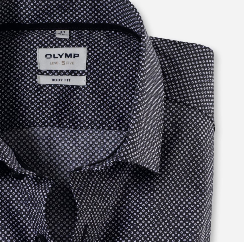 oblečení OLYMP body pět úrovně, obchodní košile, moderní kent, černá PN4446356