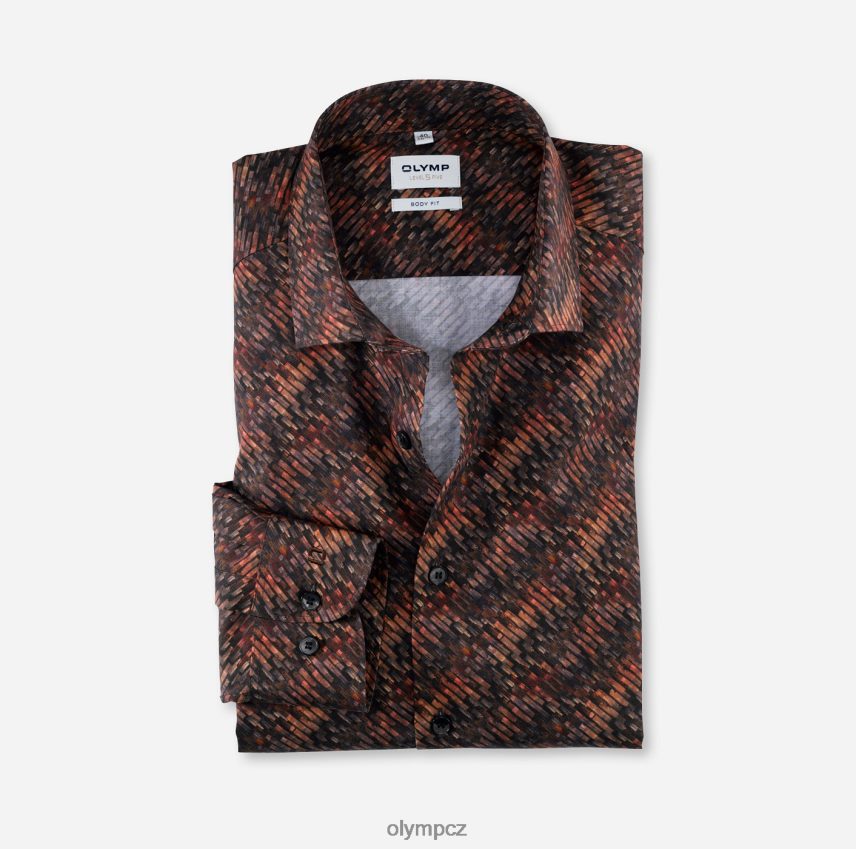 oblečení OLYMP body pět úrovně, obchodní košile, moderní kent, červená oranžová PN4446663