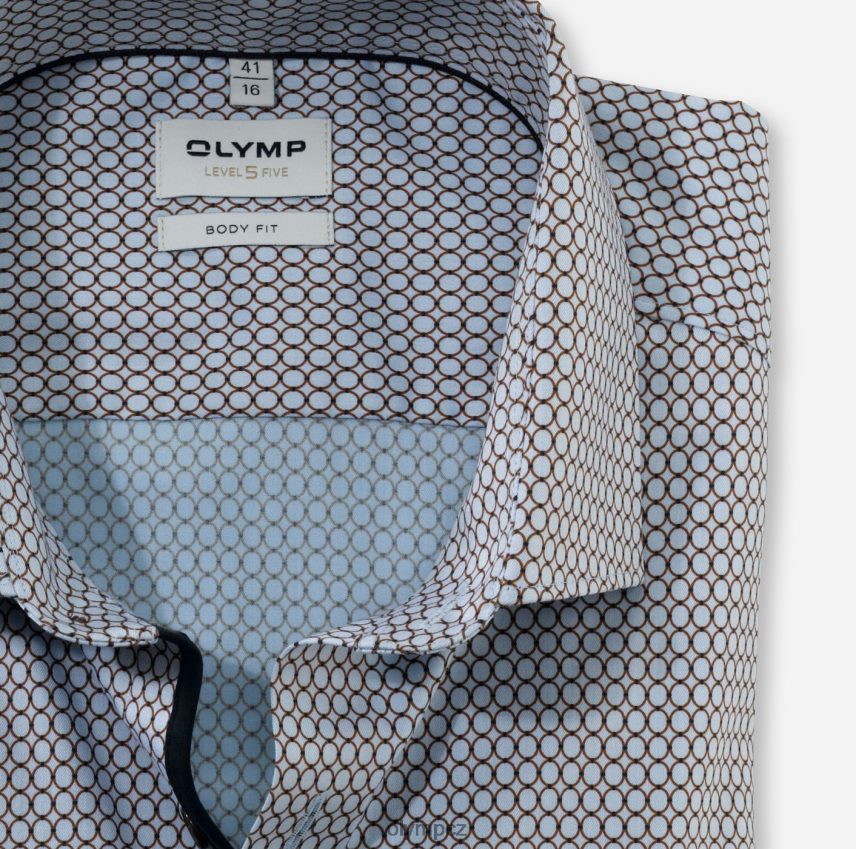 oblečení OLYMP body pět úrovně, obchodní košile, moderní kent, hnědá PN4446746