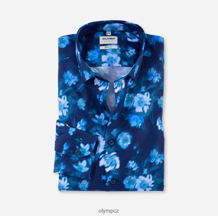 oblečení OLYMP body pět úrovně, obchodní košile, moderní kent, kouřově modrá PN4446767