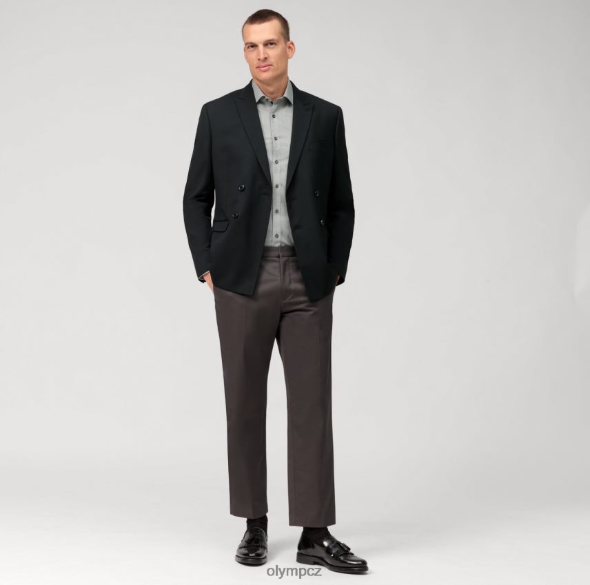 oblečení OLYMP body pět úrovně, obchodní košile, moderní kent, olivová PN4446462