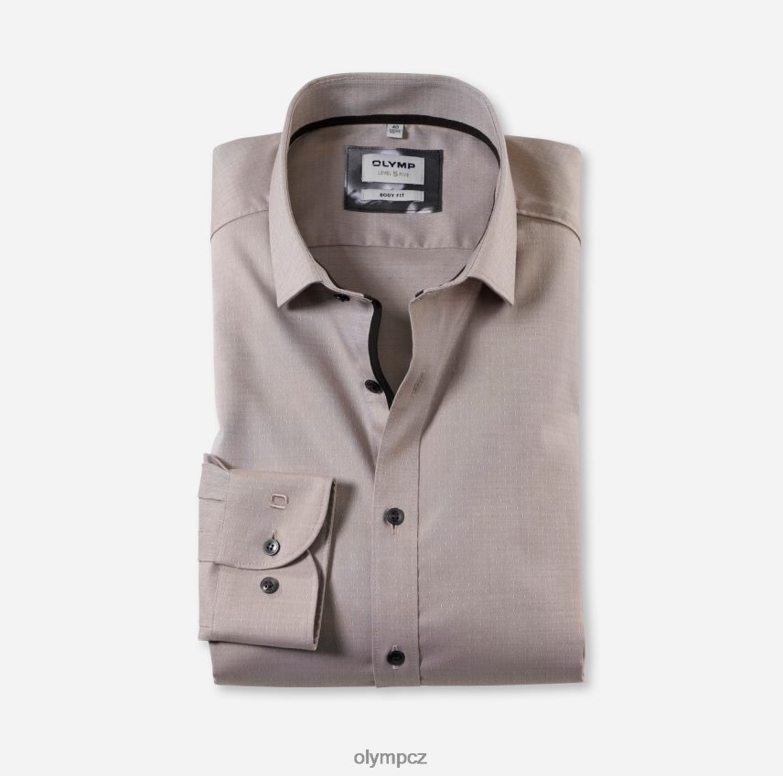 oblečení OLYMP body pět úrovně, obchodní košile, moderní kent, přírodní PN4446353