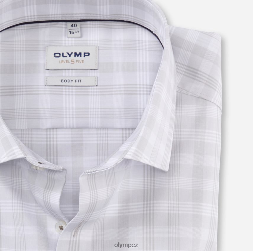 oblečení OLYMP body pět úrovně, obchodní košile, moderní kent, světle šedá PN4446452