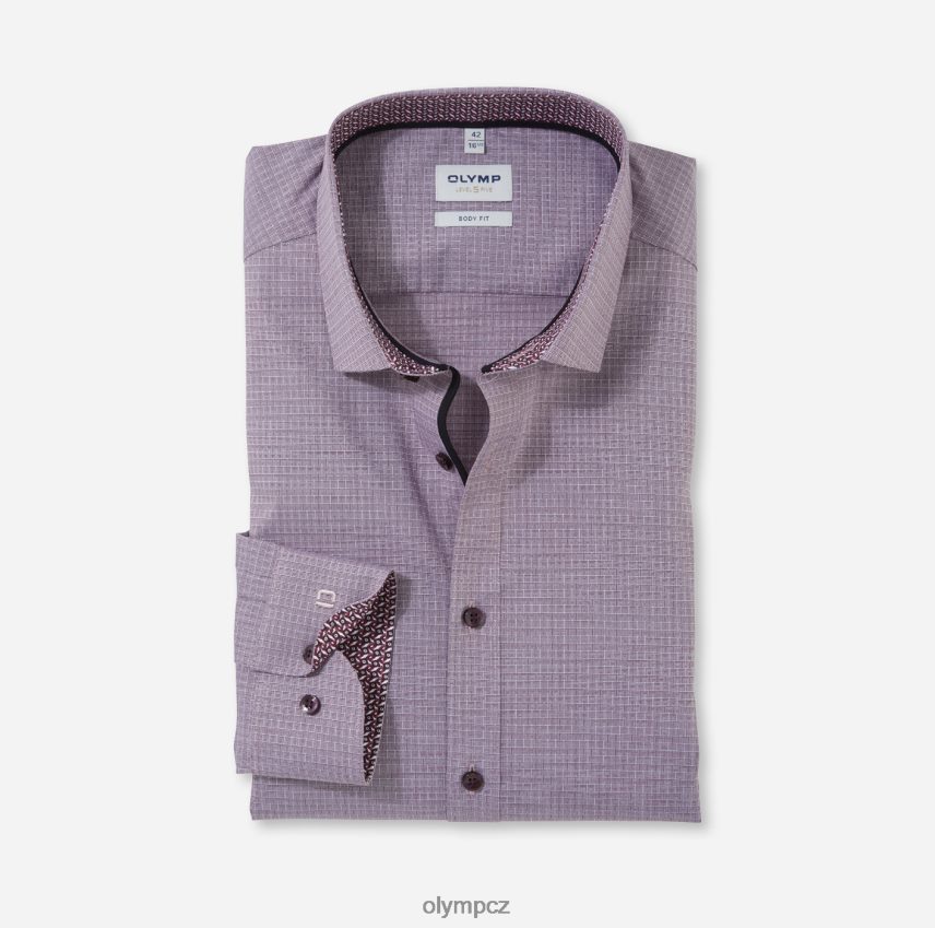 oblečení OLYMP body pět úrovně, obchodní košile, moderní kent, tmavě červená PN4446650