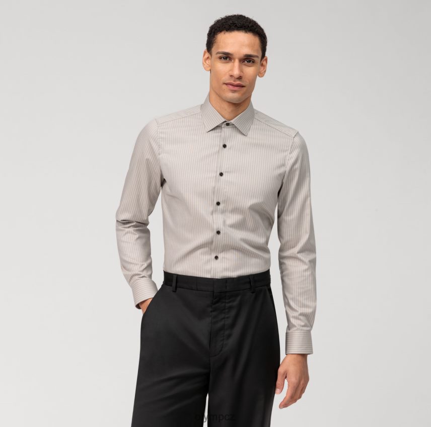 oblečení OLYMP body pět úrovně, obchodní košile, new york kent, taupe PN4446589