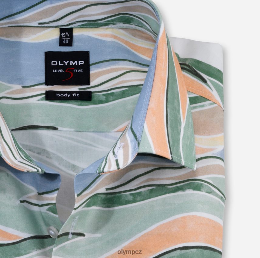 oblečení OLYMP body pět úrovně, obchodní košile, new york kent, zelená PN4446682