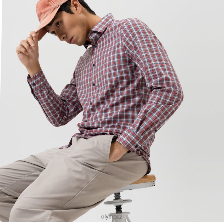 oblečení OLYMP úroveň pět 24/sedm body fit, business triko, moderní kent, červená PN4446648