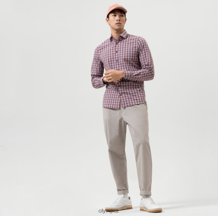 oblečení OLYMP úroveň pět 24/sedm body fit, business triko, moderní kent, červená PN4446648