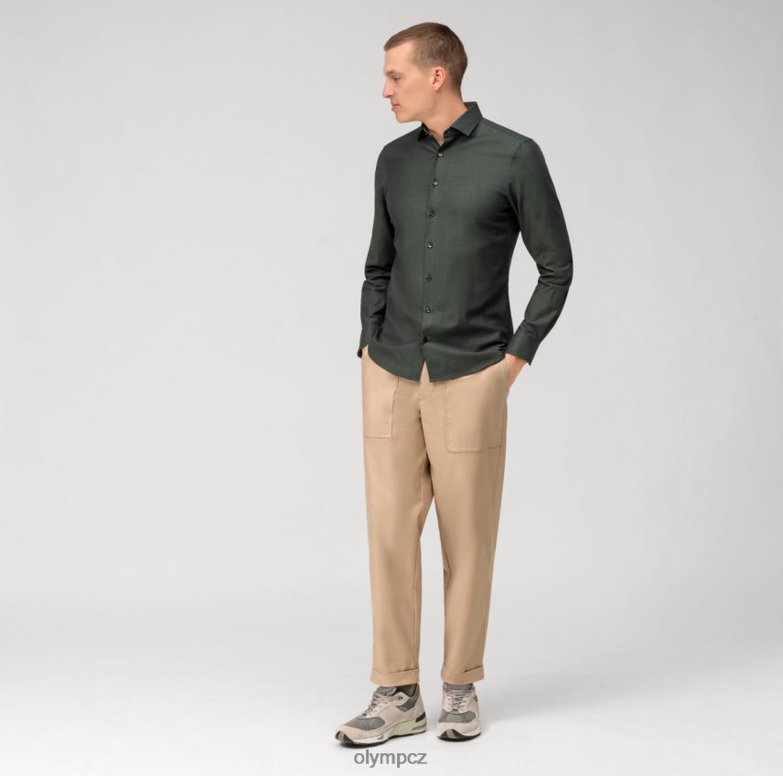 oblečení OLYMP úroveň pět 24/sedm body fit, obchodní košile, moderní kent, olivová PN4446396