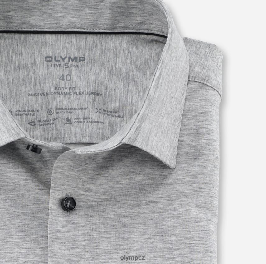 oblečení OLYMP úroveň pět 24/sedm body fit, obchodní košile, new york kent, stříbrná šedá PN4446413