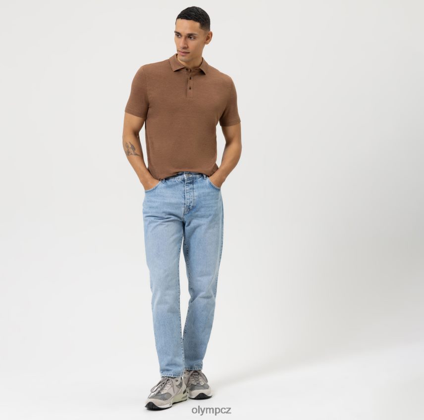 oblečení OLYMP úroveň pět ležérní tělový střih, polo, hnědá PN44462161