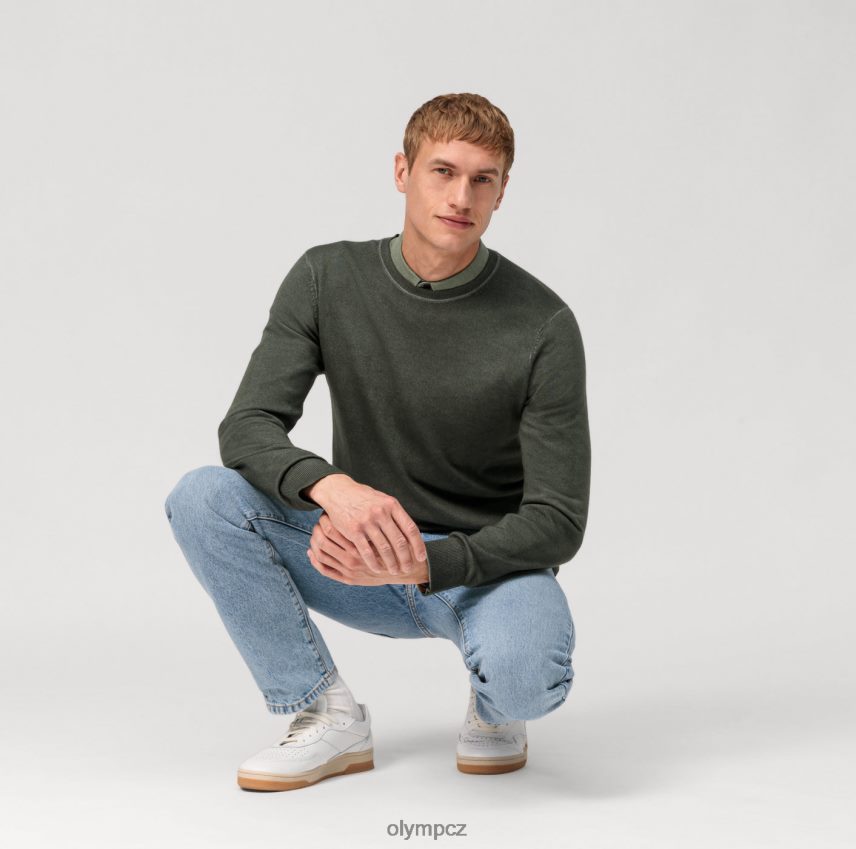 oblečení OLYMP ležérní pletený svetr, šedozelený PN44461816