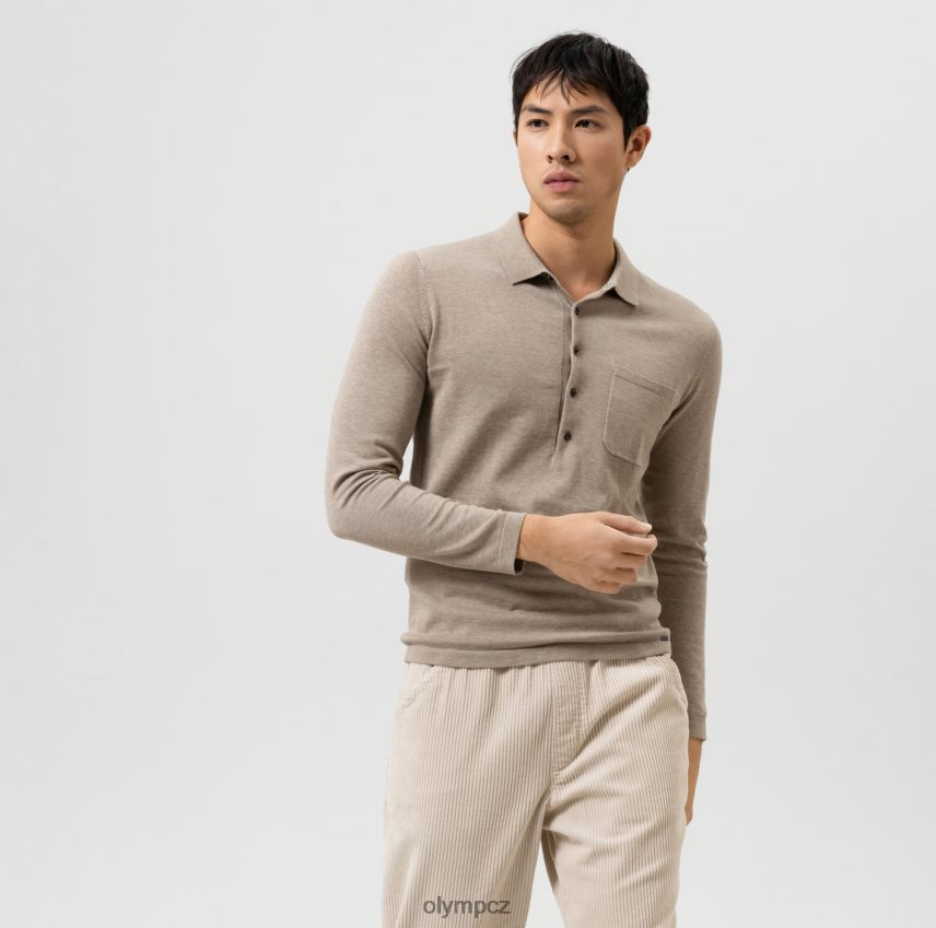 oblečení OLYMP pletenina úrovně 5 body fit, polo límec, velbloud PN44461845