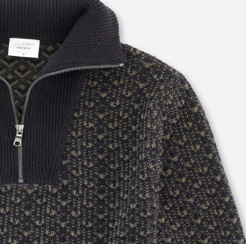 oblečení OLYMP pletenina úrovně 5 body fit, pulovrová bunda na zip, námořní PN44461873