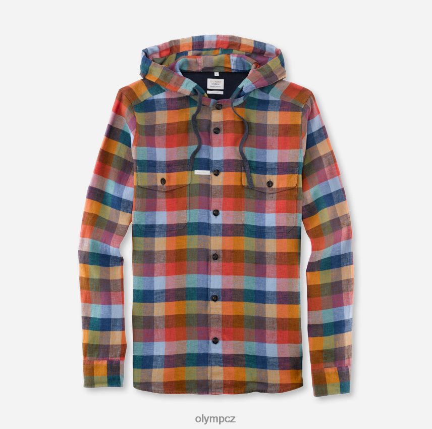 oblečení OLYMP 5. úroveň smart casual overshirt, casual košile, stojáček, červená PN44461981