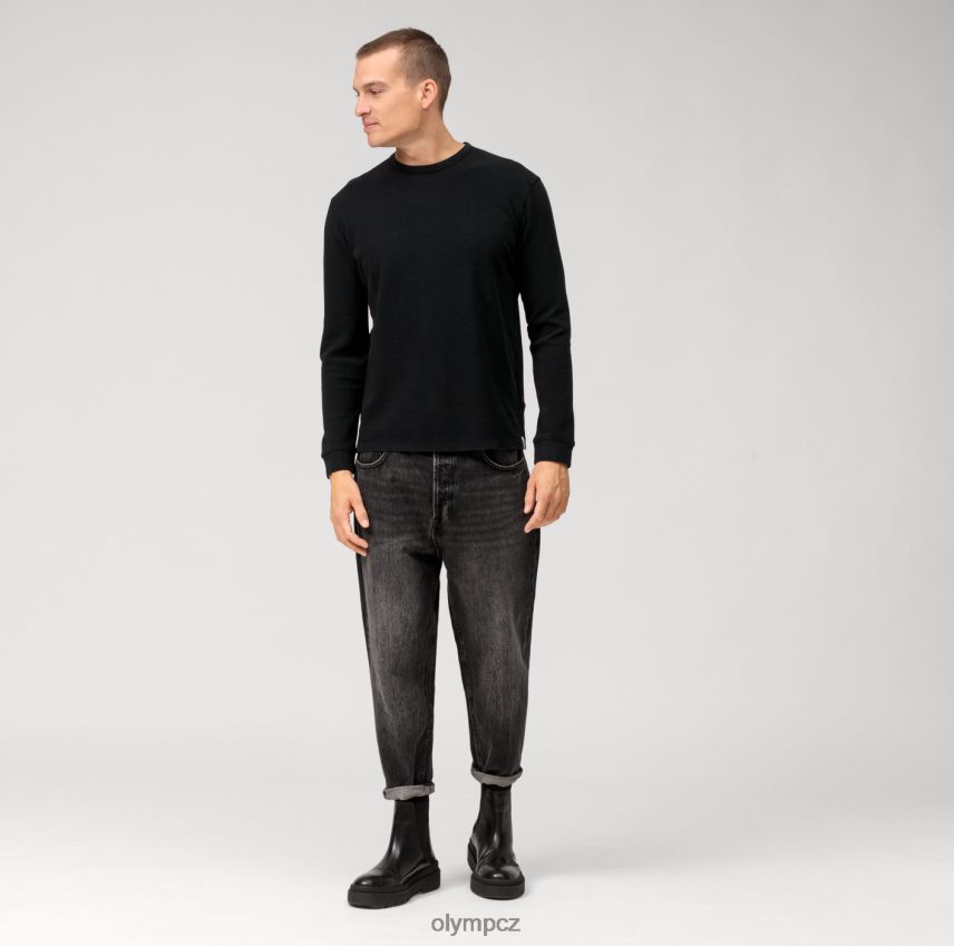 oblečení OLYMP ležérní žerzejové tričko s dlouhým rukávem, černé PN44462053